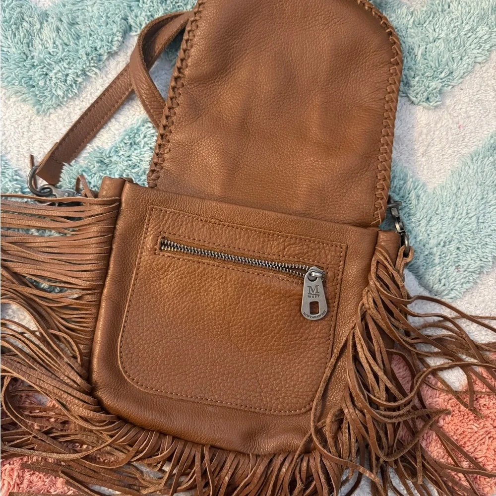 Montana West Brown Leather Fringe Crossbody Bag - Picture 9 of 11